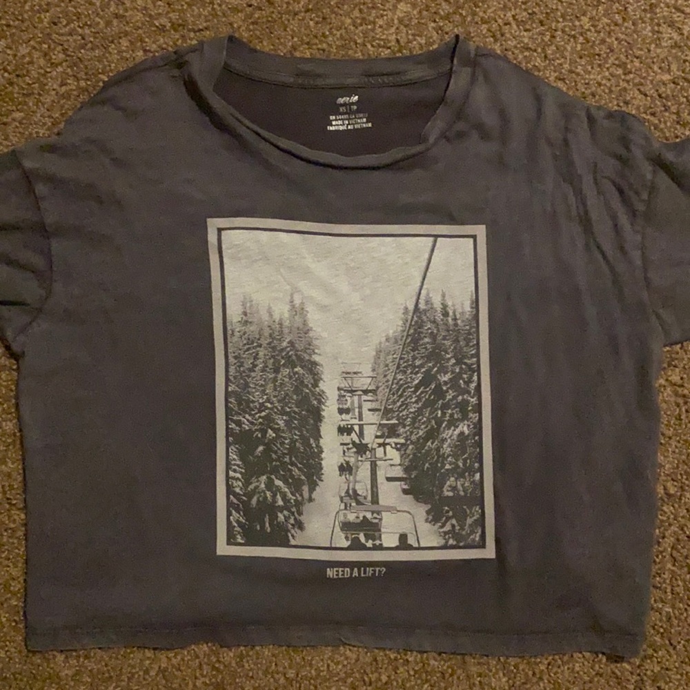 Dark Grey Aerie cropped soft shirt